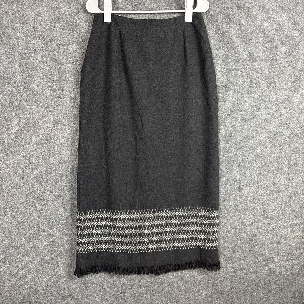 Dressbarn Skirt Womens Size 10 Gray Midi Pencil Wool Blend Winter Staple